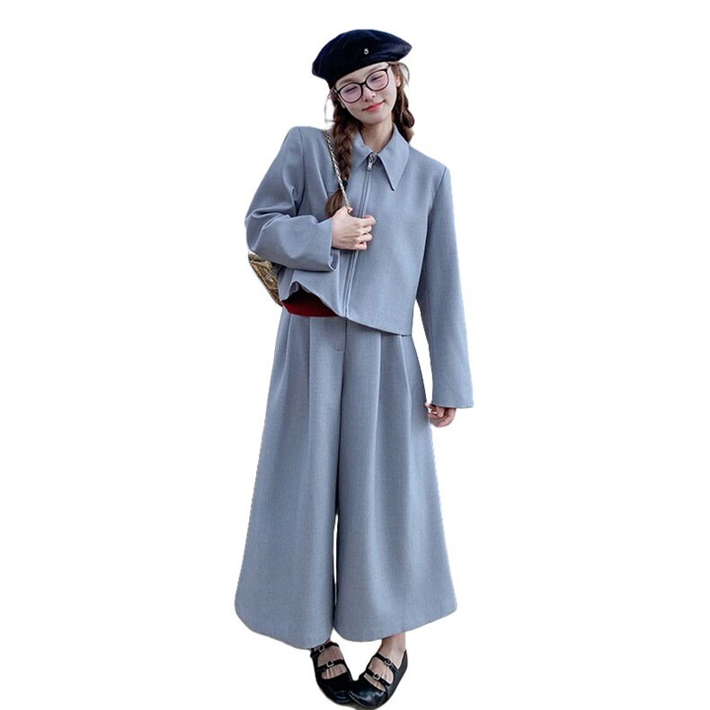 韩系高级感气质套装女2025春季新款小个子短外套阔腿裤洋气两件套,女装套装/套裙,2C159