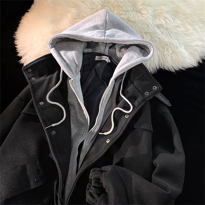 秋冬新款假两件毛呢外套W1813P130控158，男装毛呢大衣，星座1018-3