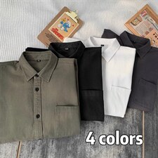 2024秋装新款情侣衬衫纯色纯棉水洗A158-CS01-P38，男装衬衫，电商A158-1