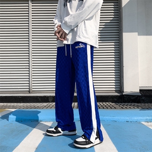 潮牌男ins潮流百搭夏季薄款冰丝休闲直筒裤阔腿运动裤K0542-P38图片