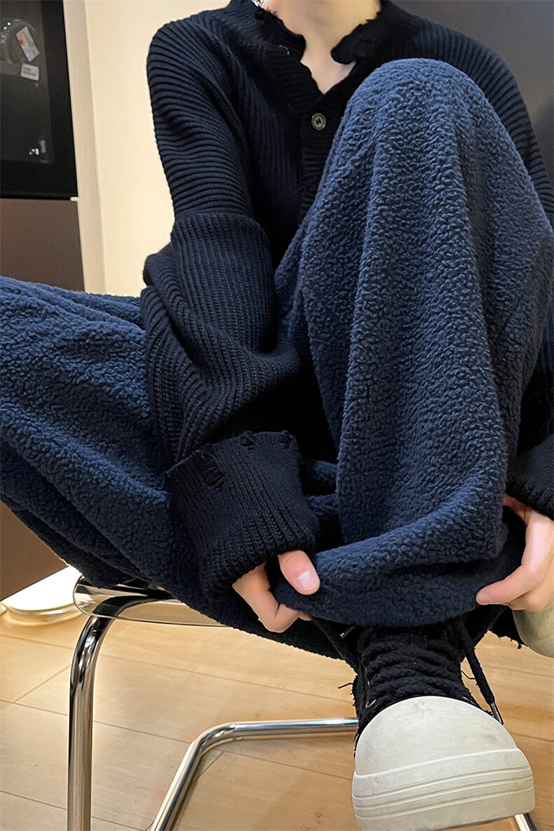 8XL-M摇粒绒裤子男加绒加厚休闲直通束脚宽松保暖裤K9122P78控98,男装休闲裤,电商D206-1