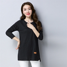 秋季T恤时尚潮流新品优雅百搭套头简约纯色2021，女装T恤，秋牧寒烟