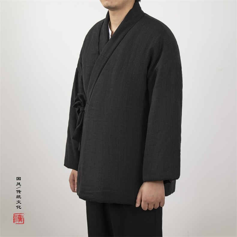 风男装棉麻禅意中长款男士改良汉服棉衣外套H80P145,男装棉衣,钱塘802