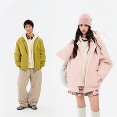 !潮流冬季连帽拉链加绒加厚棉衣情侣撞色棉服外套MY5567-P78，男装棉衣，星座610B-1