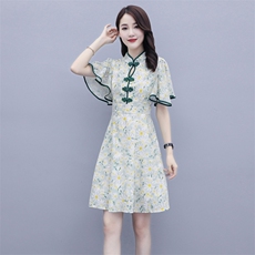 简约时尚潮流连衣裙中腰2021年夏季短袖优雅气质，女装连衣裙，施恩睿棋