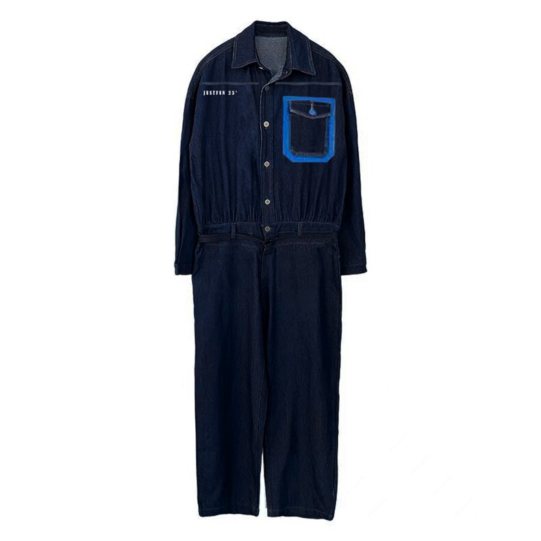 2025夏季送腰带水洗牛仔套装班服团服集体服连体衣连体服长裤,男装休闲套装,星座112A