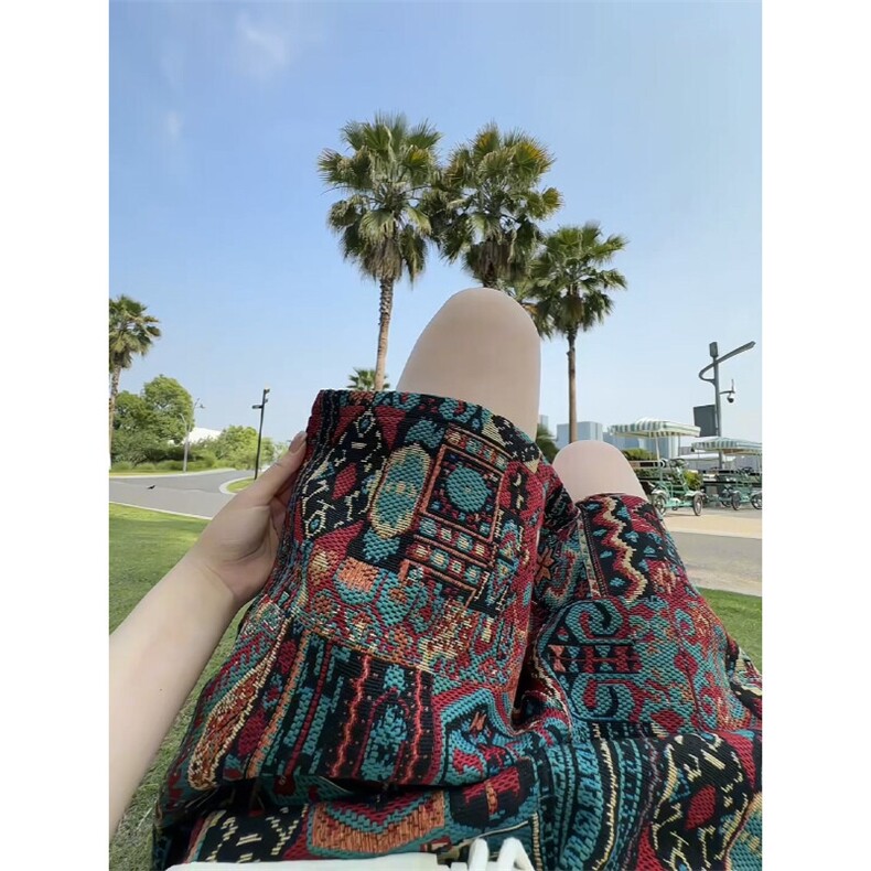白色民族风蝴蝶针织短裤男夏季美式潮牌重磅中裤运动透气五分裤子,男装牛仔裤,电商A128