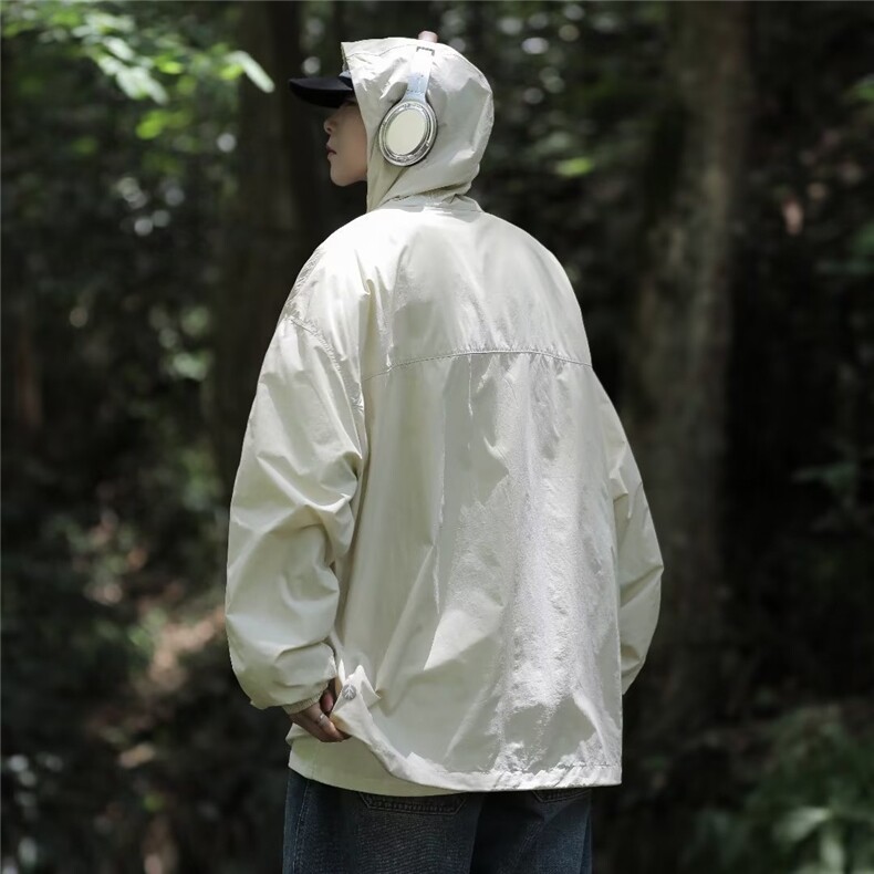 新款工装大口袋连帽防晒服情侣休闲冲锋衣男潮牌薄外套FS9258-p45,男装防晒衣,星座1008-1