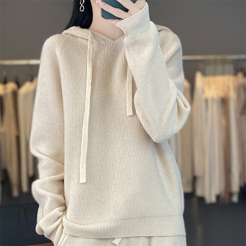 2025百搭时尚元宝针纯毛套装针织衫，女装针织衫/毛衣，暖思雅