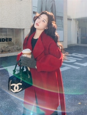 现货主推年货新款中GUO红双面羊毛呢过年款大衣p285-k388，女装双面呢大衣，SL