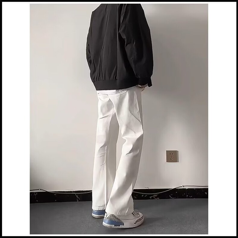 白色微喇牛仔裤男款小个子美式裤子显瘦显高直筒裤HK1012P33,男装牛仔裤,星座1112-1