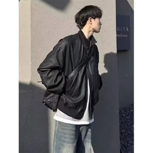 春季男士新款超柔软PU休闲棒球领皮夹克外套 JK1290图片