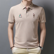 夏季新款爸爸夏装冰丝polo衫纯棉男士短袖t恤薄款翻领中年人衣服，男装T恤，电商B212（原钱塘6029）