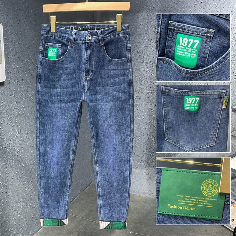 抖音夏季薄款牛仔裤男弹力小脚九分裤YKK拉链NZK992-P70图片
