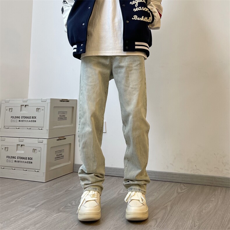 潮牌高街牛仔裤男浅色修身牛仔长裤XZ211-1-K2306-P55,男装牛仔裤,星座211-1