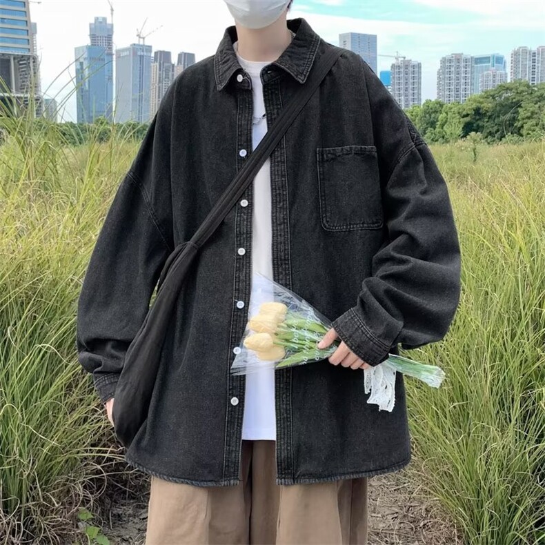 长袖衬衫男港风日系韩版潮流帅气衬衣FC021P40图片