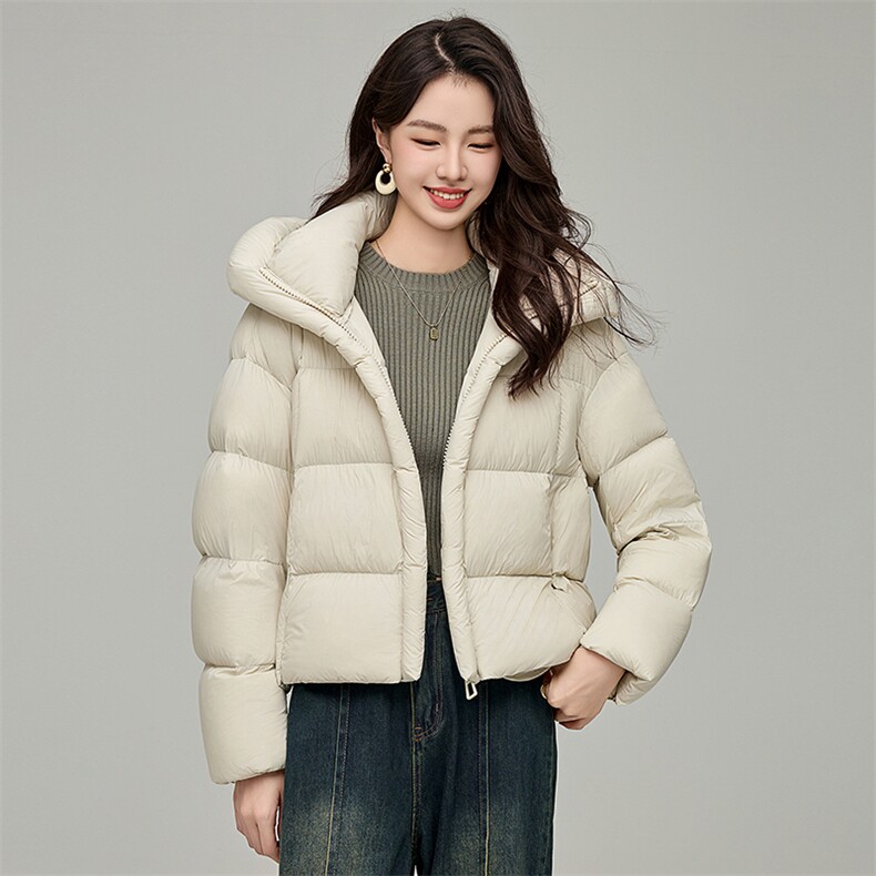 泡芙羽绒服女短款2024冬季新款宽松休闲90白鸭绒加厚黑色外套，女装羽绒服，阿舍尔精品