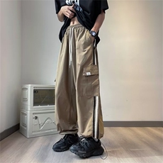 美式复古三条杠休闲裤阔腿裤男女夏季束脚工装宽松运动裤BE26-P36，男装休闲裤，星座1008