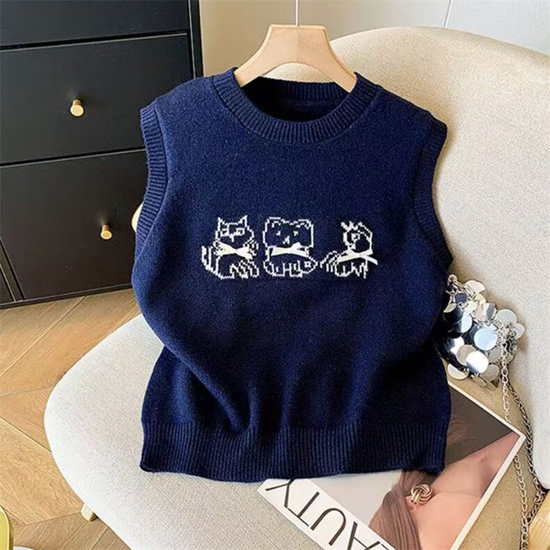 2025时尚百搭通勤简约休闲圆领马甲，女装马甲，萱芳婷羊绒