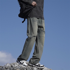 美式复古潮牌宽松微喇高街直筒裤男生工装XZ225-3-CK903-P55控75，男装牛仔裤，星座225-3