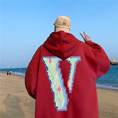 秋季宽松大码像素v印花连帽卫衣LW118-特p35（抖音不可售），男装卫衣，星座508（原C305）