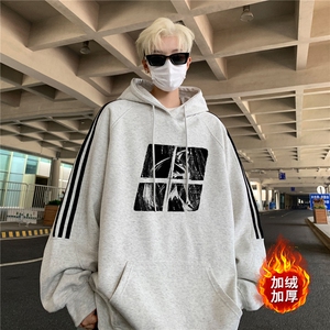 高品质！全棉重磅400克潮牌宽松三条杠连帽卫衣 RH1401JR 特p68图片