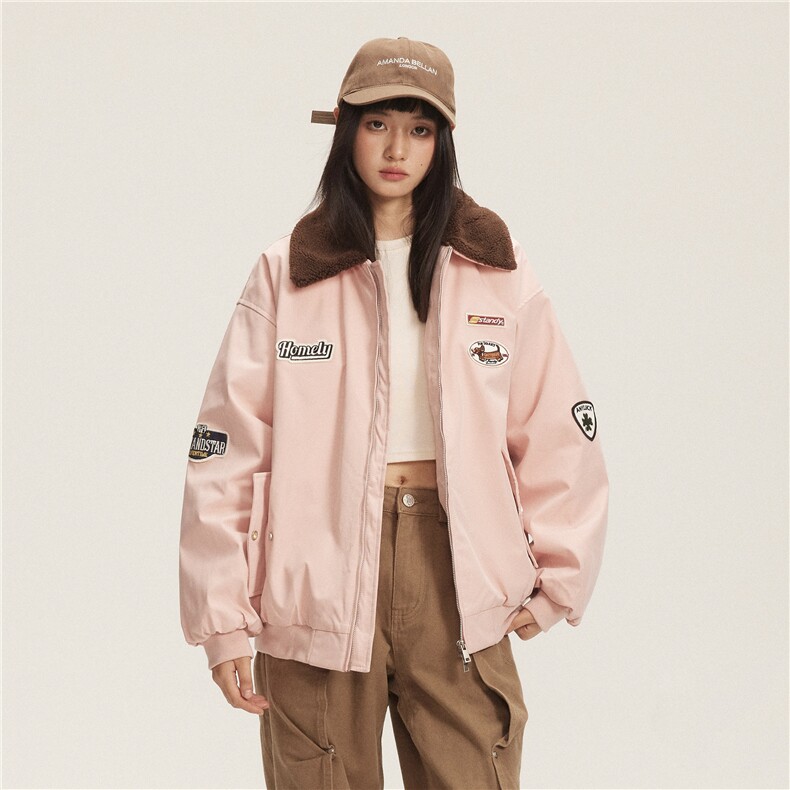 2025冬款翻领摇粒绒拼色绣标棉服-5661-228,男装棉衣,电商S012（CATTEE）