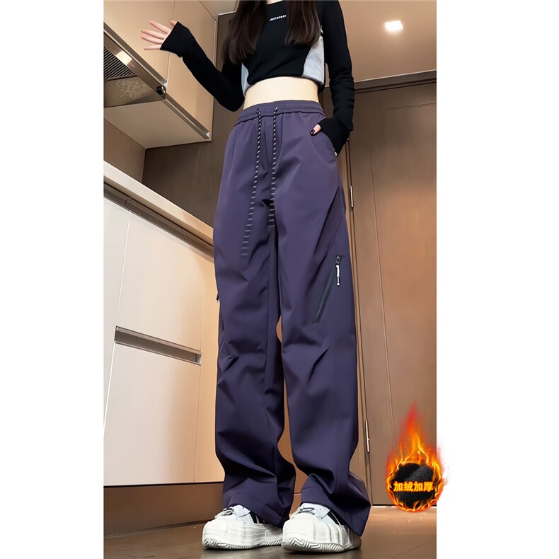 新款直筒冲锋裤女生宽松阔腿裤防风防水登山裤小个子工装裤，女装休闲裤，电商A337