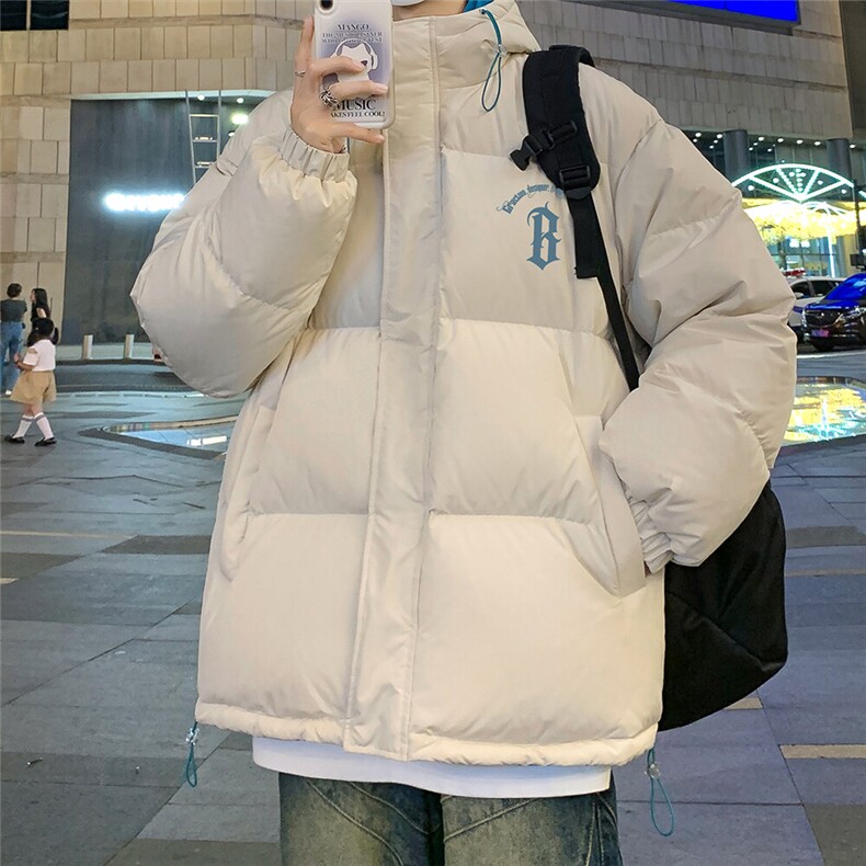 特批 港风夜景字母印花宽松连帽棉衣TPMY6161特批95控148图片