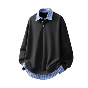 可二开衬衫领卫衣大码M-5XL表面棉底部聚酯纤维78010P58，男装衬衫，星座227-7