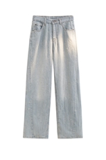 浅色提花裤子设计感牛仔裤韩版牛仔裤男水洗宽松阔版牛仔裤特P50，男装牛仔裤，电商B319