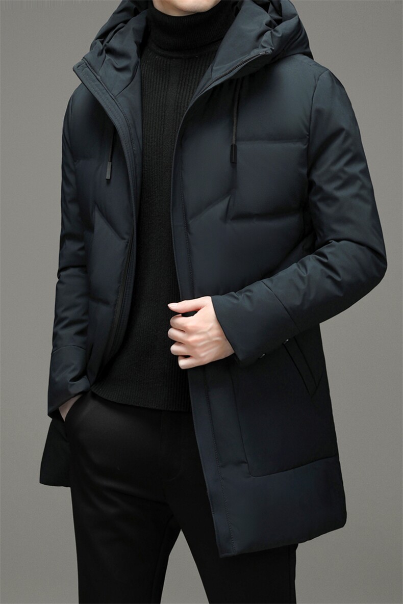 新款2023冬季羽绒服男装白鸭绒连帽外套中年爸爸装YYYR225-P320，男装羽绒服，电商B212（原钱塘6029）