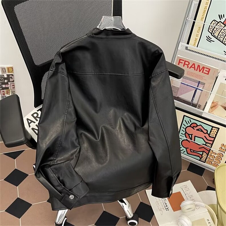潮流简约慵懒流行气质ins时尚文艺阿尔法皮料原版做法皮衣新款,男装皮衣,星座601-1