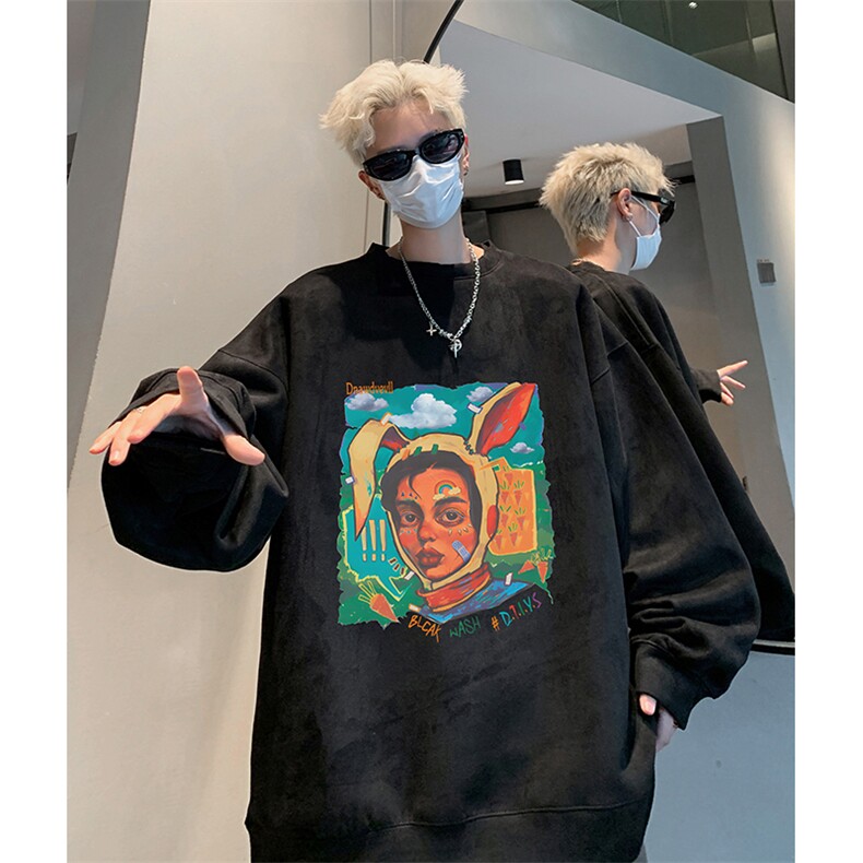 抖音得物供货提供视频秋冬重磅美式麂皮绒圆领卫衣JY330,男装卫衣,电商A486