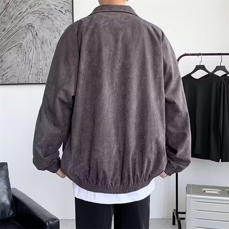 麂皮绒翻领夹克男士秋冬季2025新款痞帅潮牌欧美工装外套H04-P61,男装夹克,星座1109-3