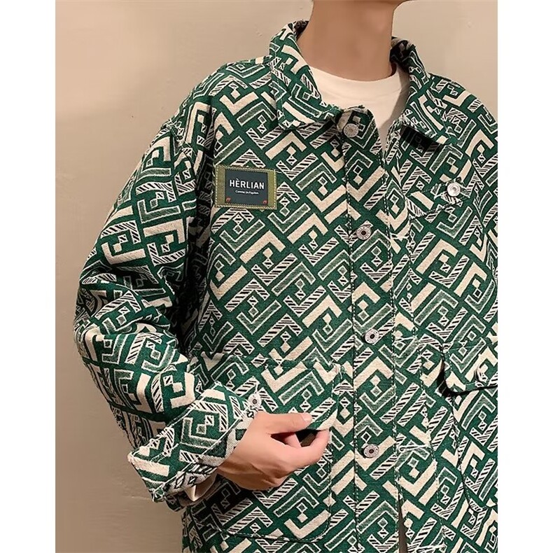 春秋季提花满印夹克男潮牌宽松休闲外套D0003P62,男装夹克,星座1116-2