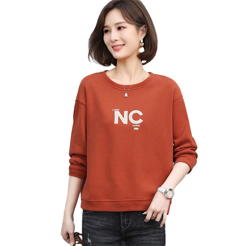 时尚宽松大码女长袖卫衣绣花字母款舒适休闲上衣,女装卫衣/绒衫,3200格调