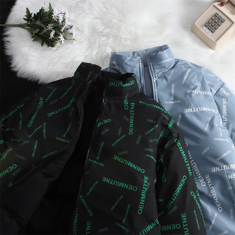 新款男冬季双面穿立领面包服加厚港风平铺棉衣M2218-P70控158图片