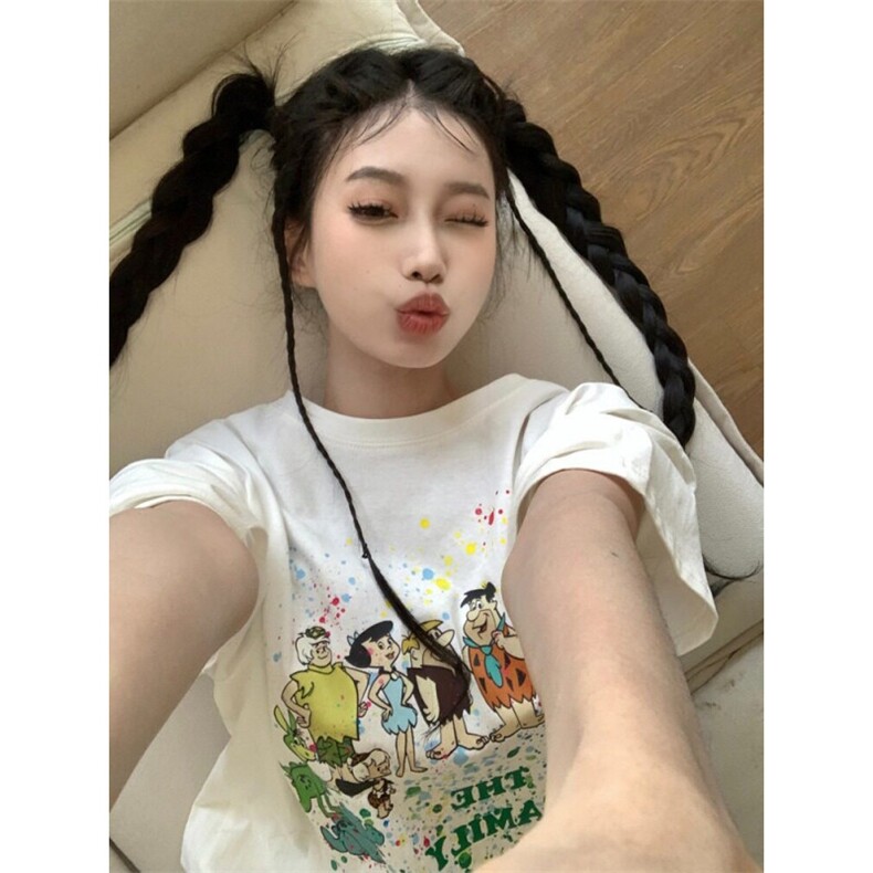 H0526-p35美式卡通情侣短袖T恤女宽松半袖体恤,女装T恤,星座617A-2