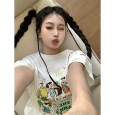 H0526-p35美式卡通情侣短袖T恤女宽松半袖体恤，女装T恤，星座617A-2