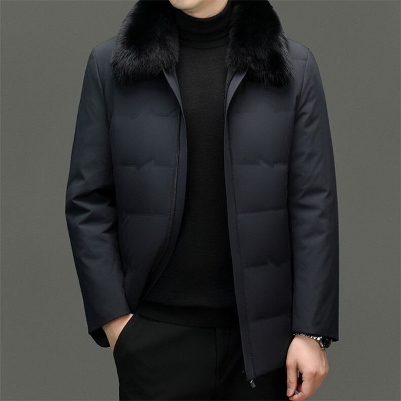 XL-YR8628新款冬季男士白鸭绒羽绒服可脱卸帽保暖外套修身大衣，男装羽绒服，电商B360