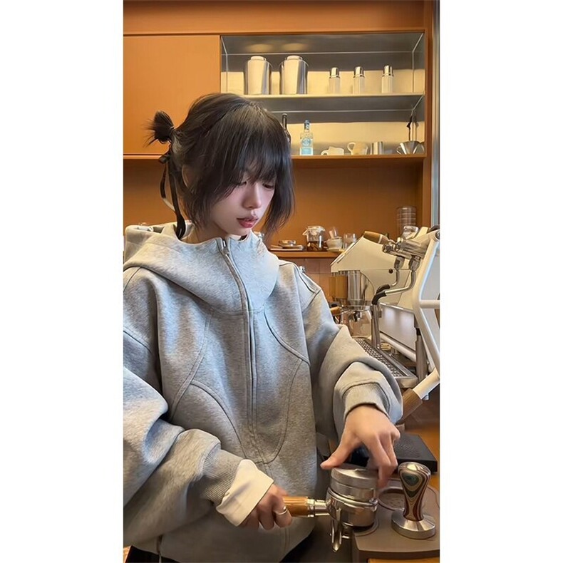 美式重磅连帽卫衣男秋冬款cleanfit小众设计感廓形外套LW311-P55,男装卫衣,星座1008