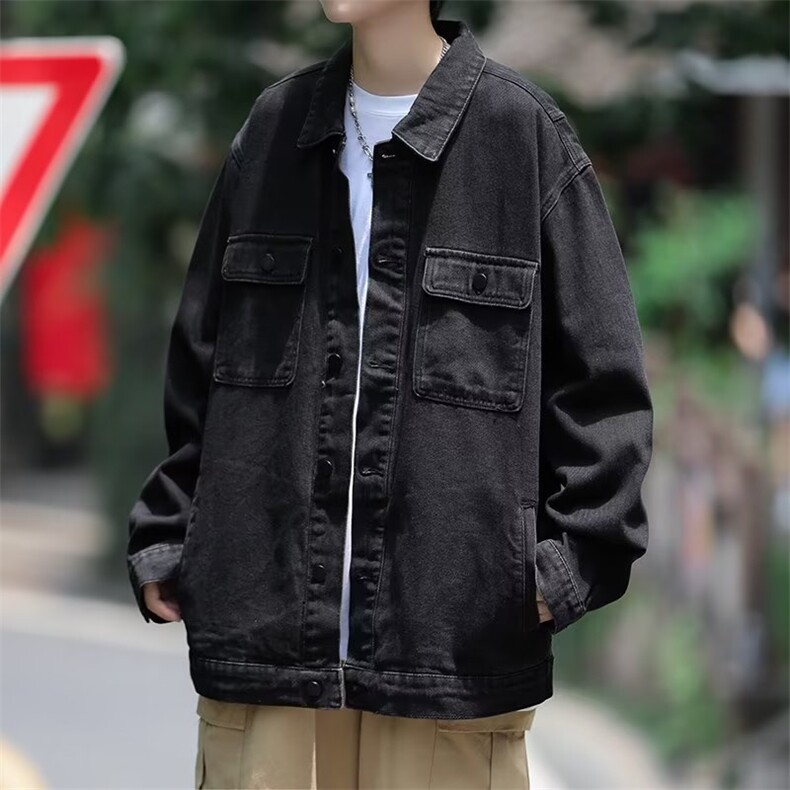2024新款港风日系简约vibe潮牌翻领牛仔夹克外套W8826-P60,男装夹克,星座1109-3