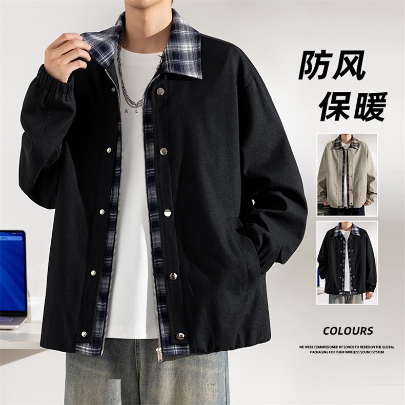 大码休闲翻领夹克外套8561-P75控159大码元,男装夹克,星座209