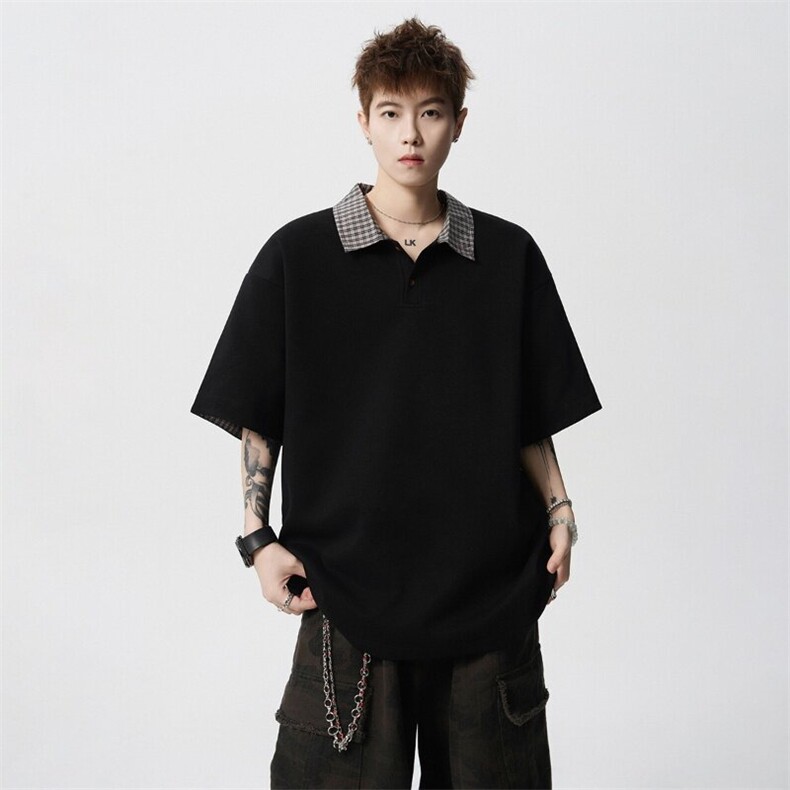 夏季拼接假两件短袖POLO衫男女半袖T恤 星座812-PL13-P48图片