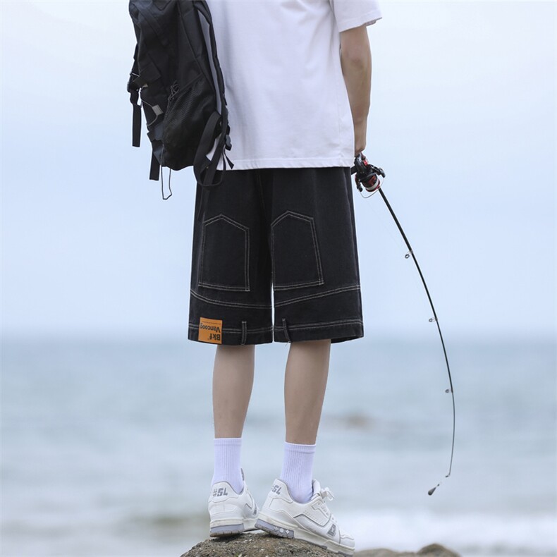 2024夏季潮牌宽松水洗痞帅五分裤休闲中裤DK836-特批-35,男装牛仔裤,星座718-1