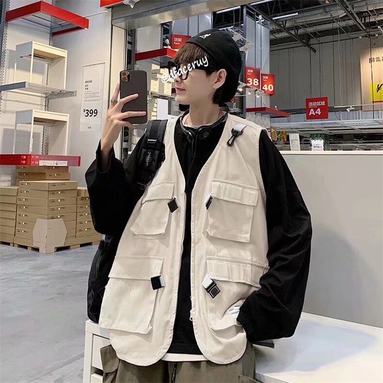 工装马甲男口袋港风潮流2023春夏季新款ins上衣宽松外套W2377-P35,男装背心/马甲,星座412-2