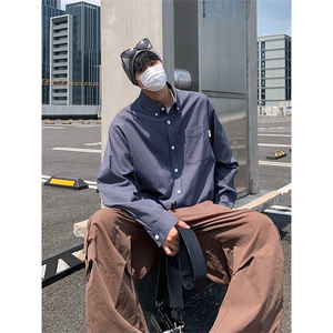 日系cityboy条纹长袖衬衫潮流休闲衬衣宽松百搭外套C2264-特价P33,个矮男士衬衫搭配图片