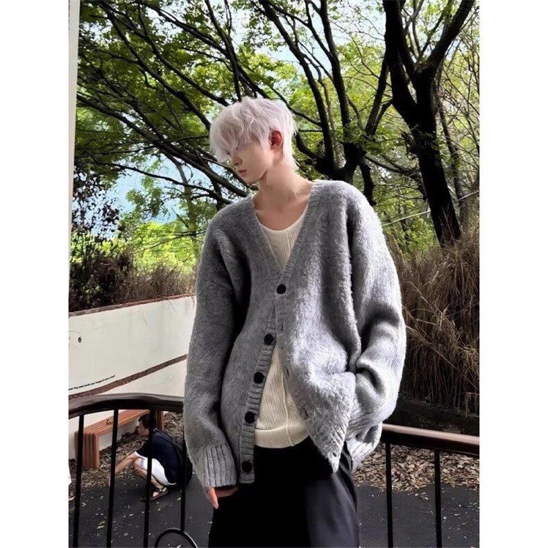 开衫毛衣男宽松慵懒痞帅针织外套韩系氛围感穿搭513AMY2665P50,男装针织衫/毛衣,星座513A