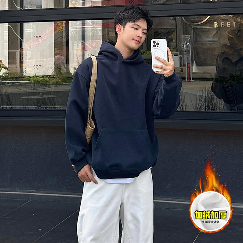 480G重磅加绒加厚硬挺boxy美式高街短款廓形连帽卫衣男女秋冬外套，女装短外套，电商A486